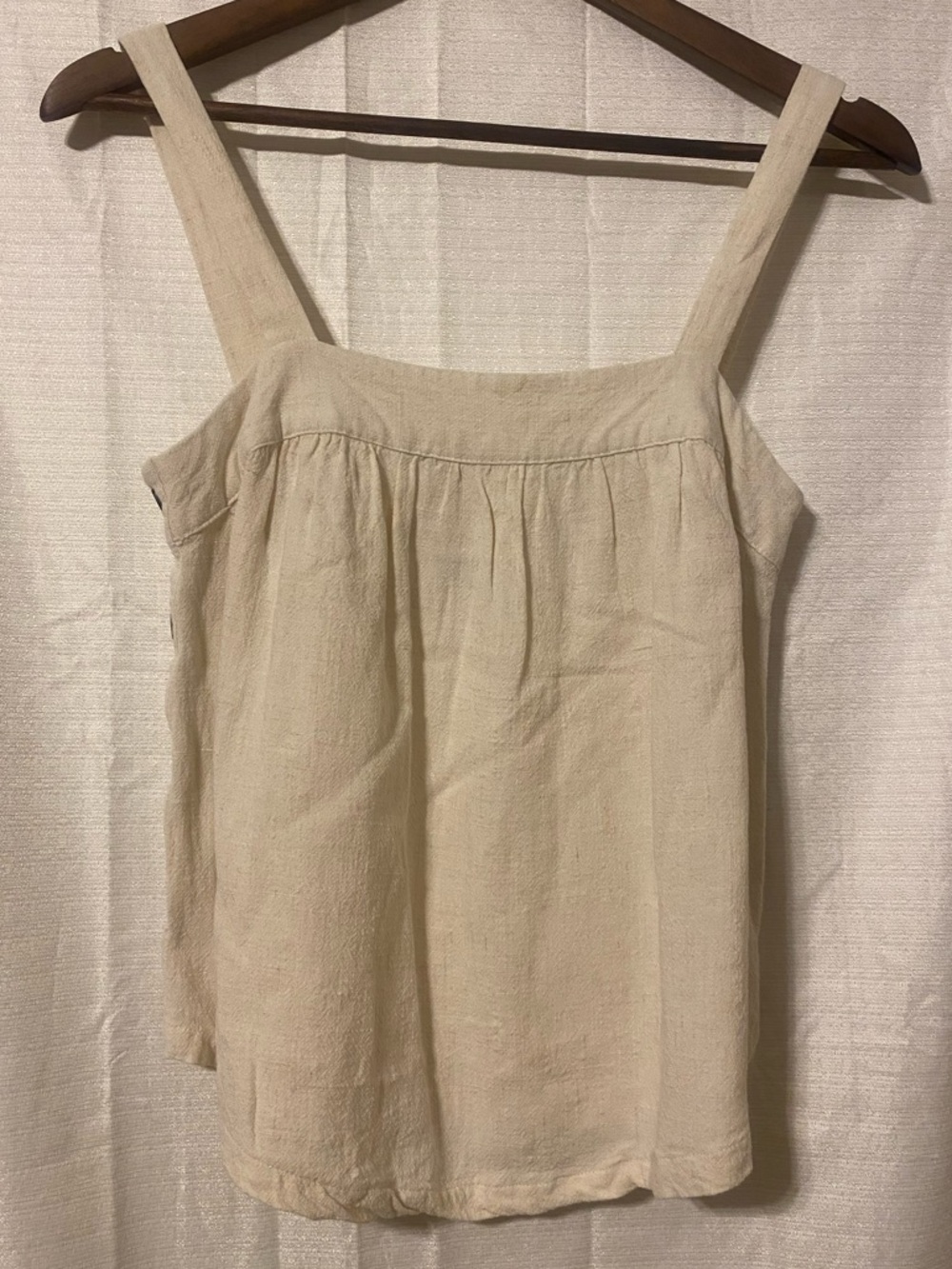 Universal Thread Cream Square-Neck Linen Blend Tank Top with Buttoned Sides